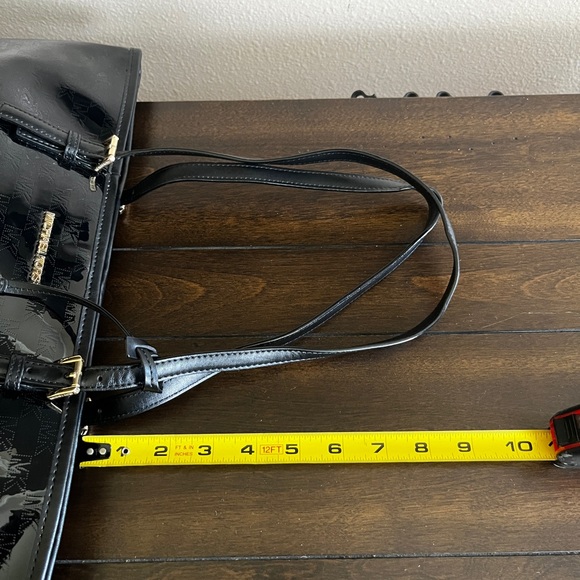 Michael Kors Black and Gold Patent MK 
Leather Tote Bag - Picture 8 of 8